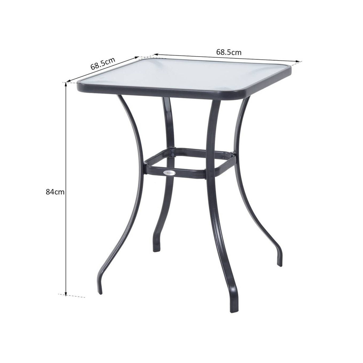 Outsunny Gartentisch modern aus Metall und Glas in Schwarz, B/T/H: 68,5 x 68,5 x 84 cm - Bild 4