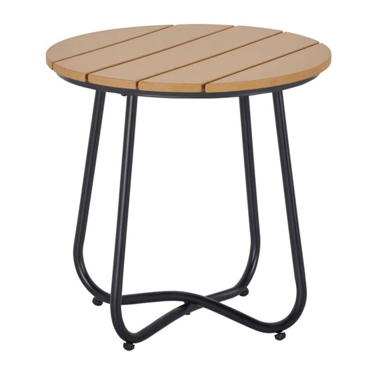 Outsunny Gartentisch rund in Braun aus Stahl und Kunststoff mit verstellbaren Füßen, Durchmesser: 49 cm, Höhe: 48 cm - Bild 1