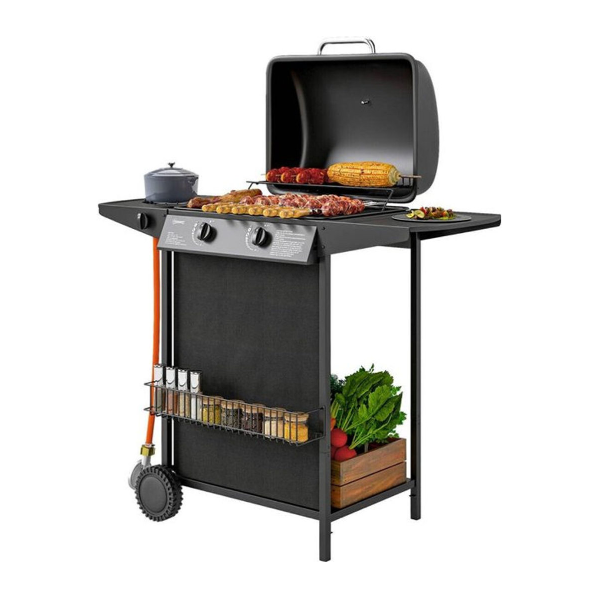 Outsunny Gasgrill aus Stahl in Schwarz B/H/L: 54 x 96 x 107 cm - Bild 1