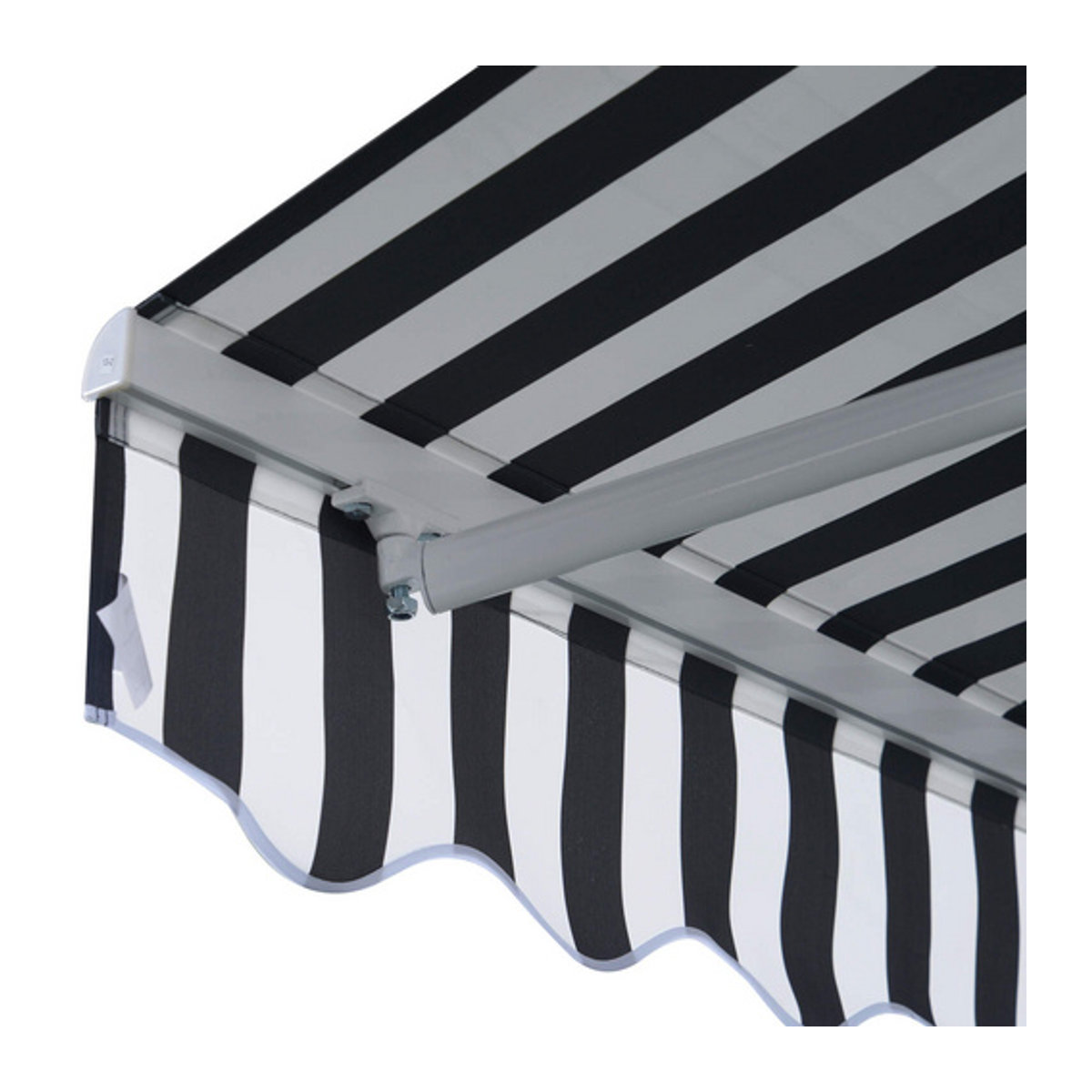 Outsunny Gelenkarmmarkise mit Handkurbel aus Aluminium und Polyester, Farbe: Grau/Weiß, B/H/T: 350 x 30 x 250 cm - Bild 5