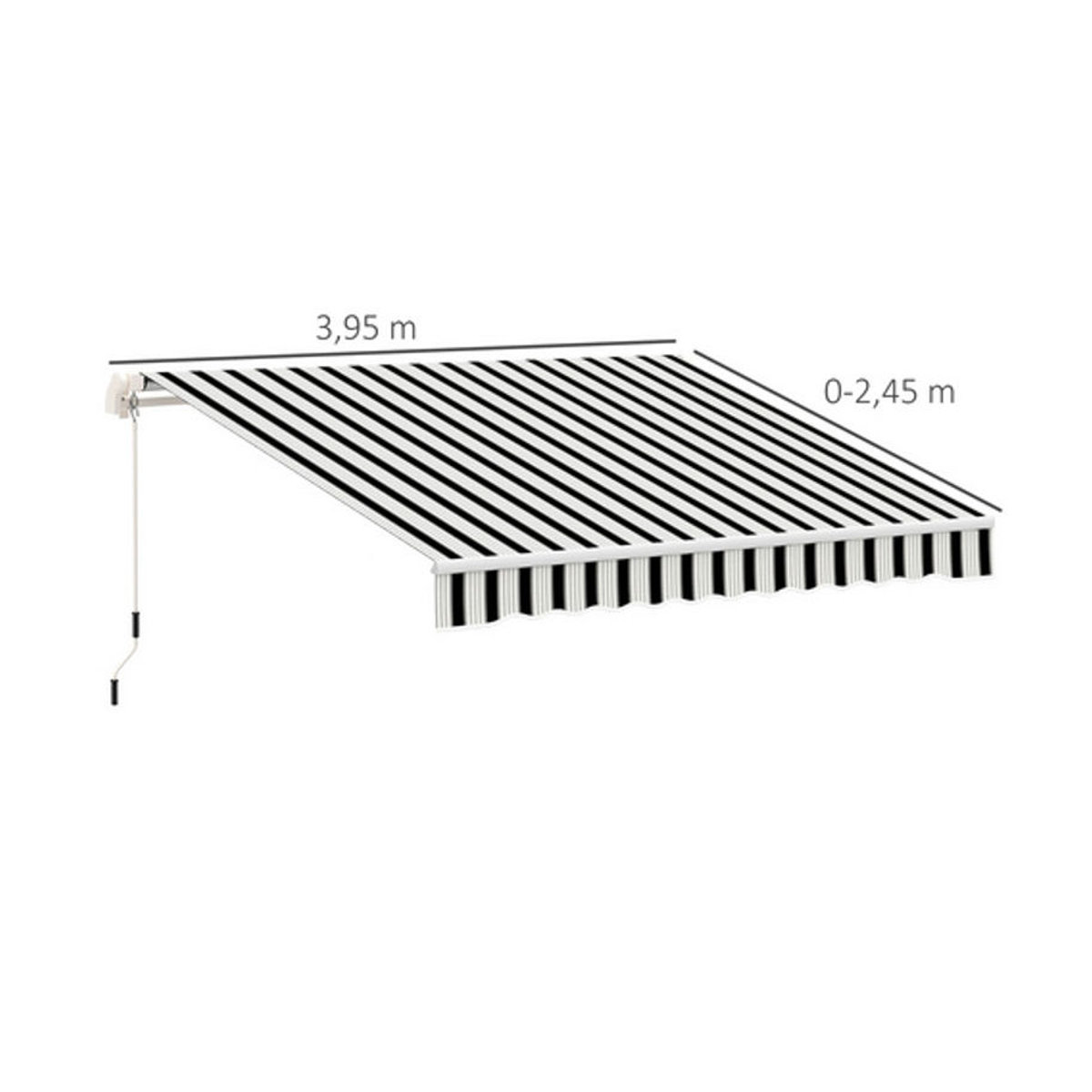 Outsunny Gelenkmarkise mit Handkurbel in Weiß, Breite: 245 cm, Länge: 395 cm - Bild 3