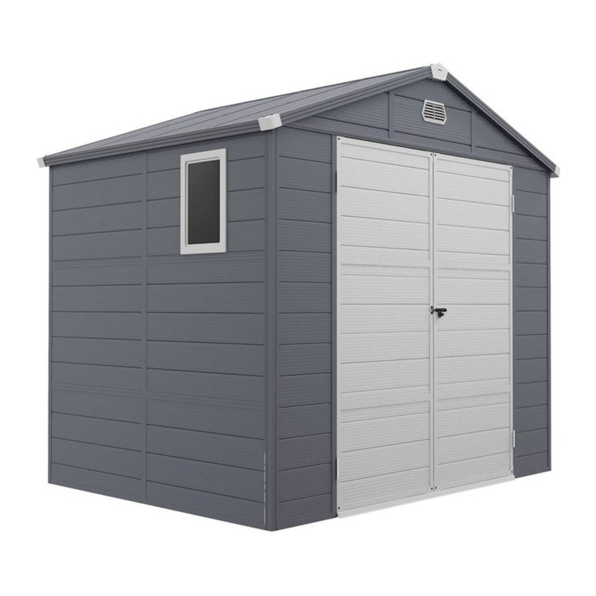 Outsunny Gerätehaus aus Aluminium und Kunststoff mit Pultdach, Fenster und abschließbarer Tür, Grau, B/T/H: 240 x 190 x 180/228 cm - Bild 3