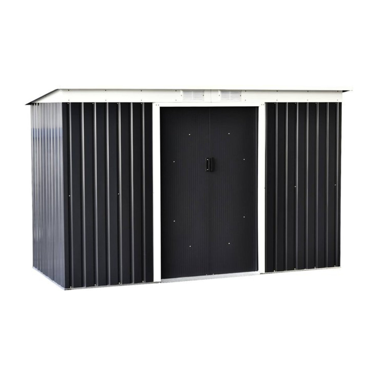 Outsunny Gerätehaus aus Metall in Grau und Schwarz mit Schiebetüren, B/H/T: 280 x 173 x 130 cm - Bild 1