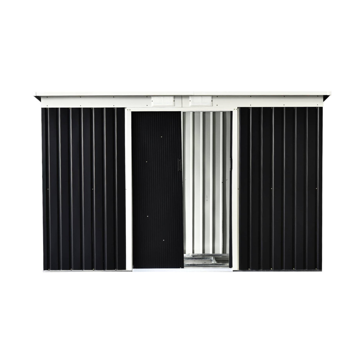 Outsunny Gerätehaus aus Metall in Grau und Schwarz mit Schiebetüren, B/H/T: 280 x 173 x 130 cm - Bild 3