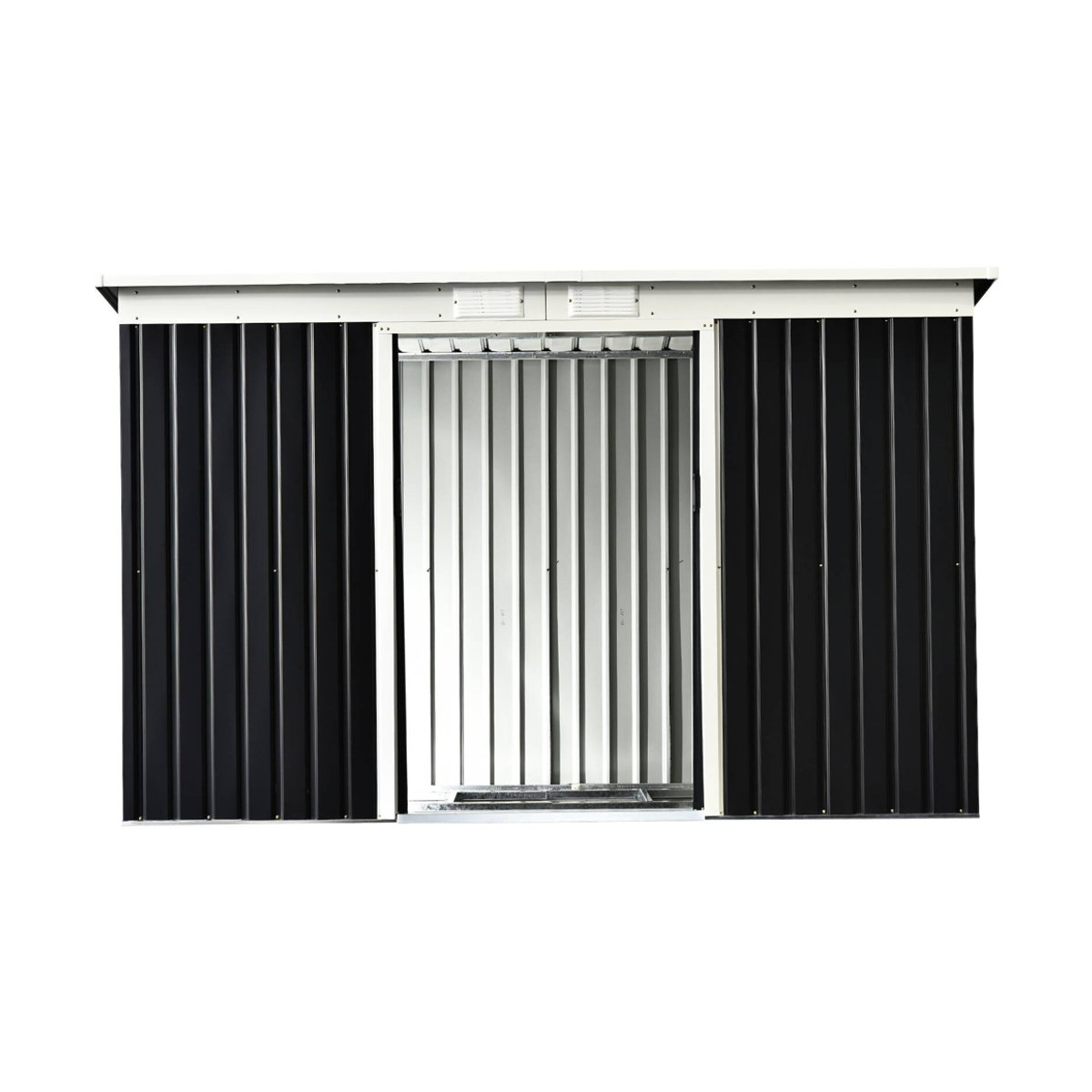 Outsunny Gerätehaus aus Metall in Grau und Schwarz mit Schiebetüren, B/H/T: 280 x 173 x 130 cm - Bild 4