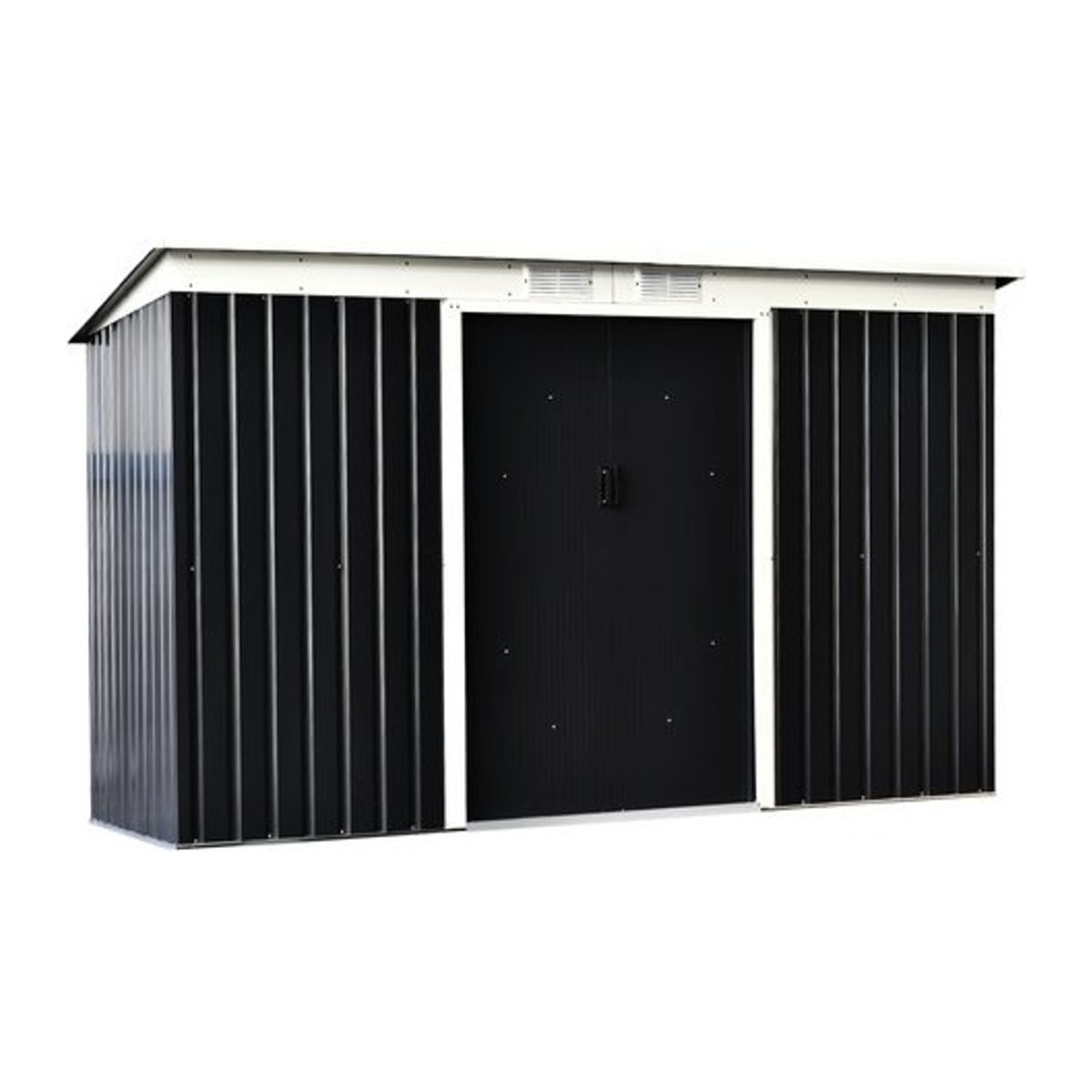 Outsunny Gerätehaus aus Metall in Grau und Schwarz mit Schiebetüren, B/H/T: 280 x 173 x 130 cm - Bild 5
