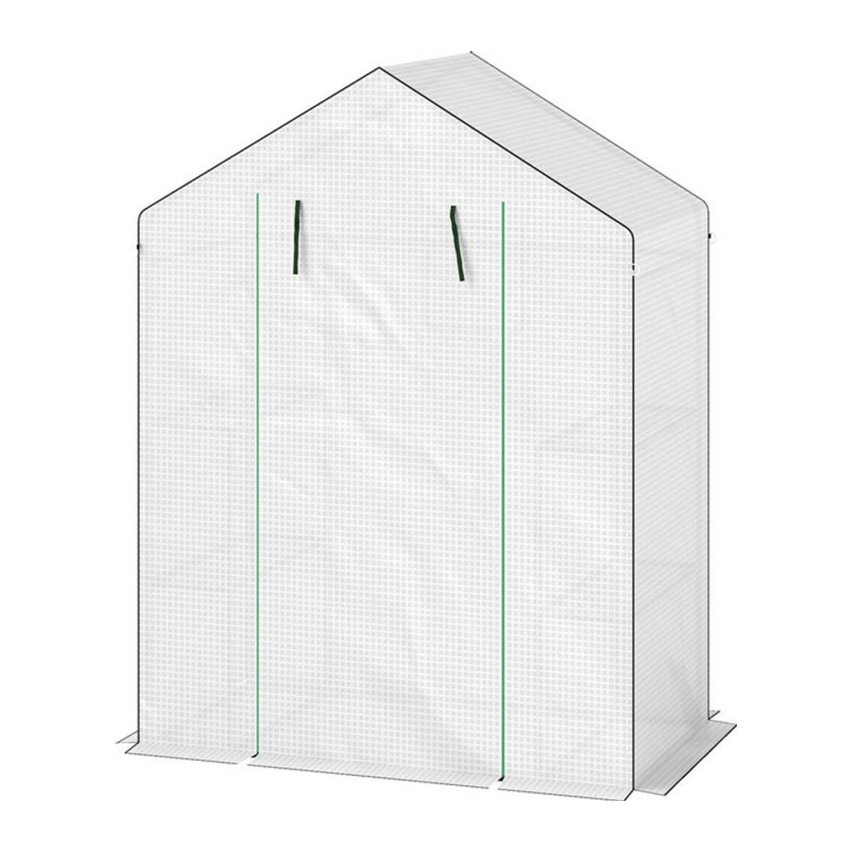 Outsunny Gewächshaus aus Stahl mit Rolltür, Fenster und Regalen, winterfestes Treibhaus für Garten und Balkon, Weiß, B/T/H: 143 x 74 x 190 cm - Bild 1