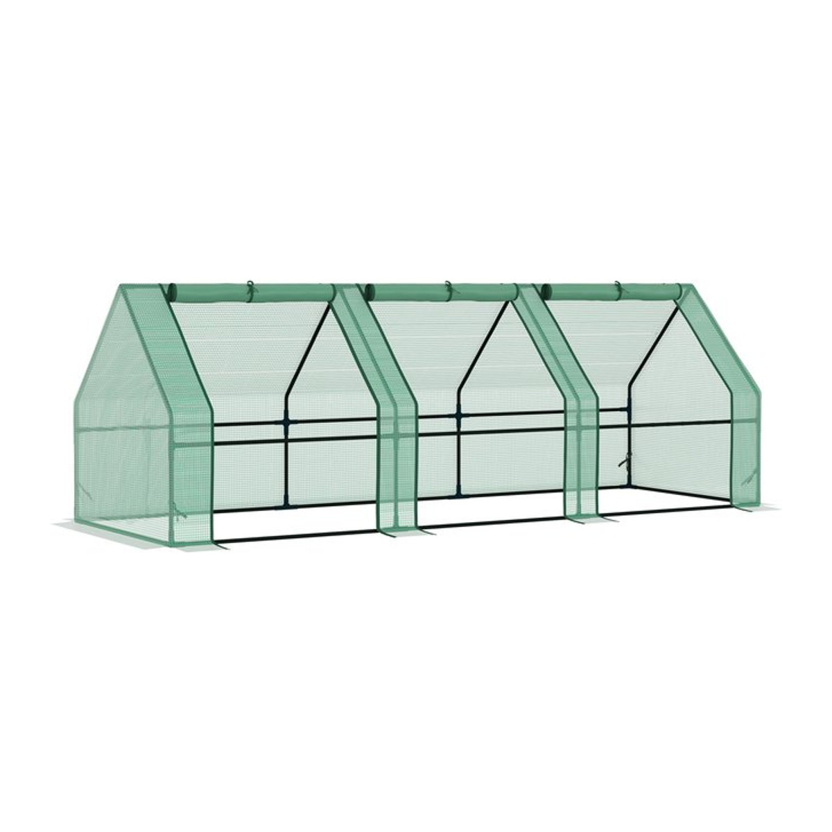 Outsunny Gewächshaus für Garten und Balkon in Grün mit Stahlrahmen und Kunststofffolie, B/H/L: 90 x 90 x 270 cm - Bild 2