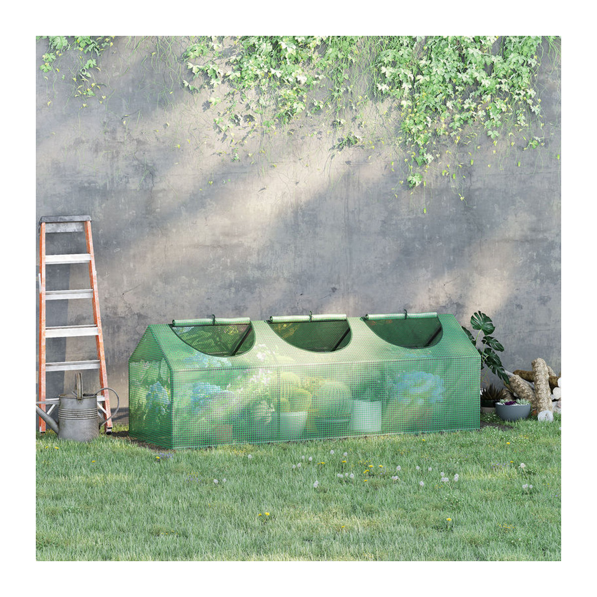 Outsunny Gewächshaus mit Fenster aus Kunststoff und Stahl in Grün, B/T/H: 60 x 60 x 180 cm - Bild 2