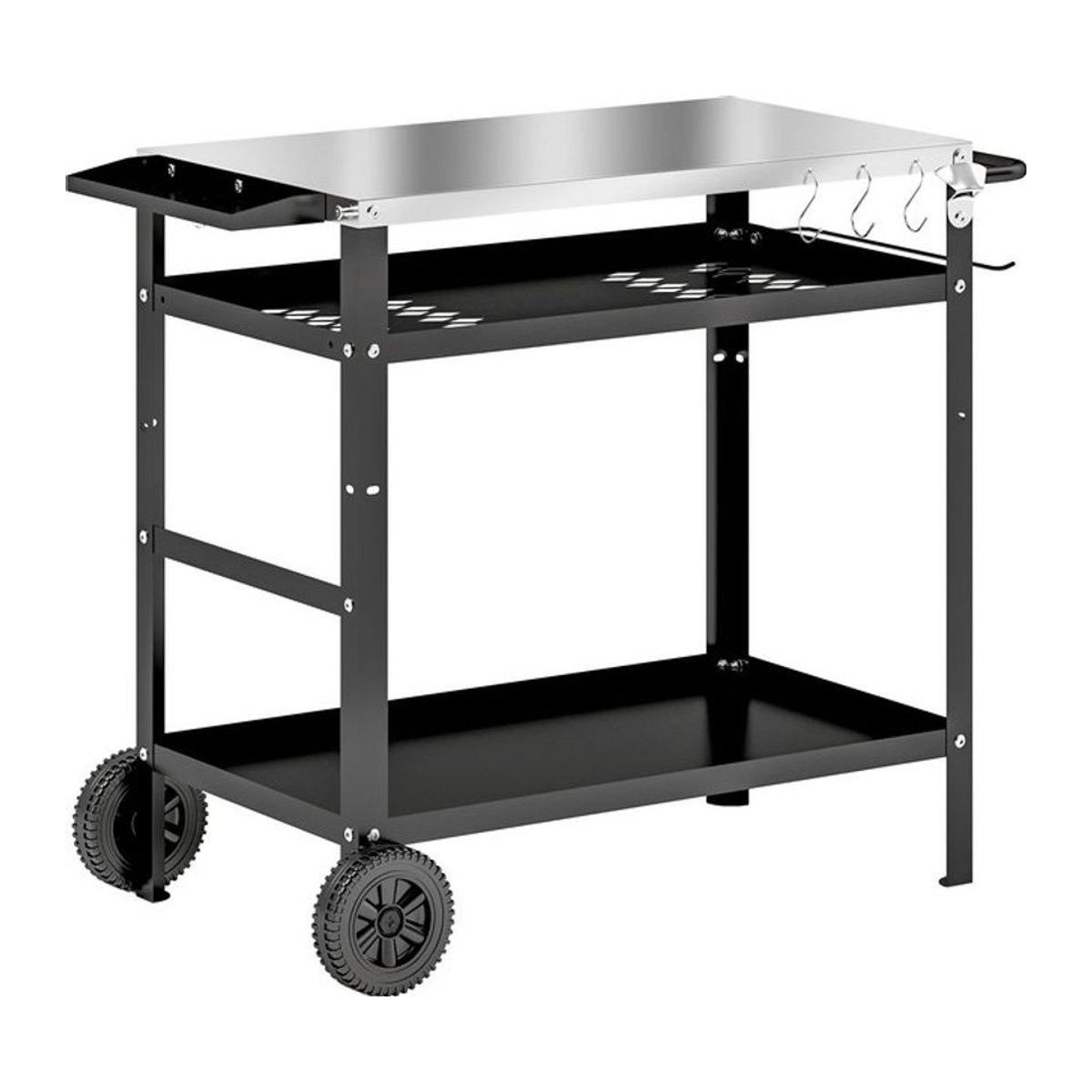 Outsunny Grillwagen aus Edelstahl und Metall mit 3 Etagen in Schwarz und Silber, B/T/H: 100 x 52 x 80 cm - Bild 1
