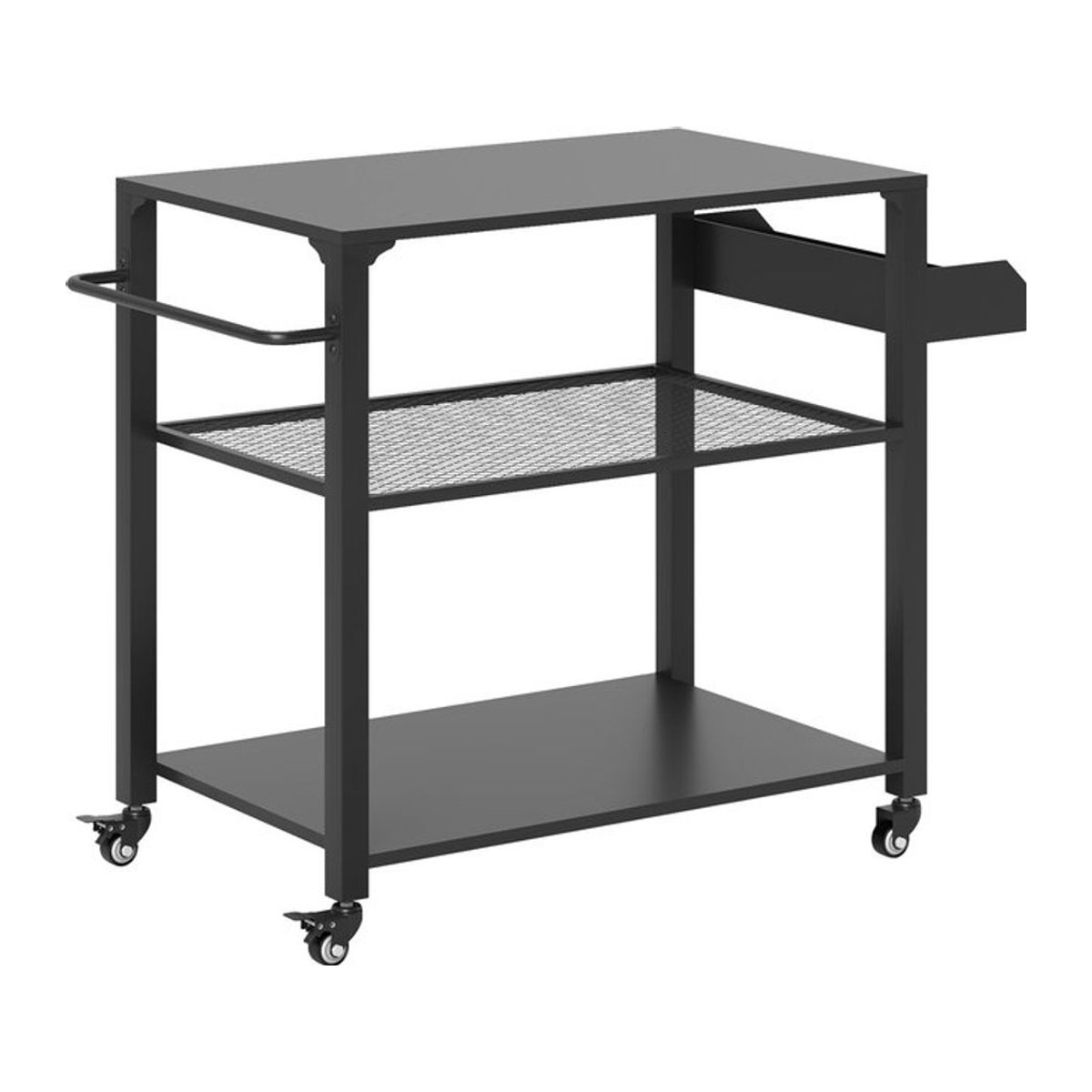 Outsunny Grillwagen aus Edelstahl und Metall mit 3 Etagen und Arbeitsfläche, Schwarz, B/T/H: 50 x 50 x 79 cm - Bild 1