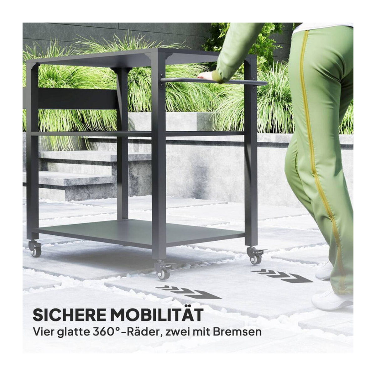 Outsunny Grillwagen aus Edelstahl und Metall mit 3 Etagen und Arbeitsfläche, Schwarz, B/T/H: 50 x 50 x 79 cm - Bild 4