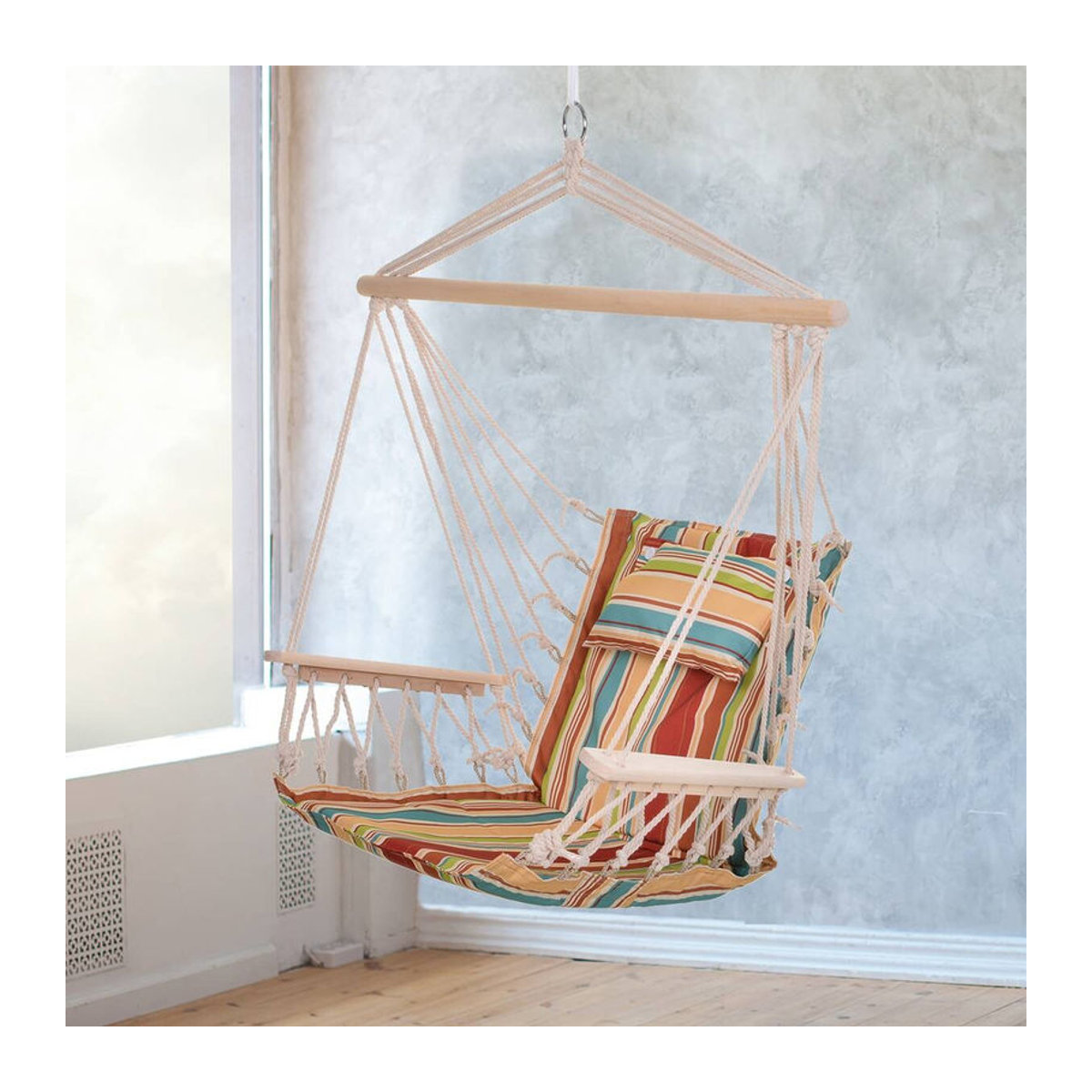 Outsunny Hängesessel im Bohemian-Design aus Polyester-Baumwoll-Mischgewebe, Bunt, Höhe: 106 cm, Länge: 100 cm - Bild 1