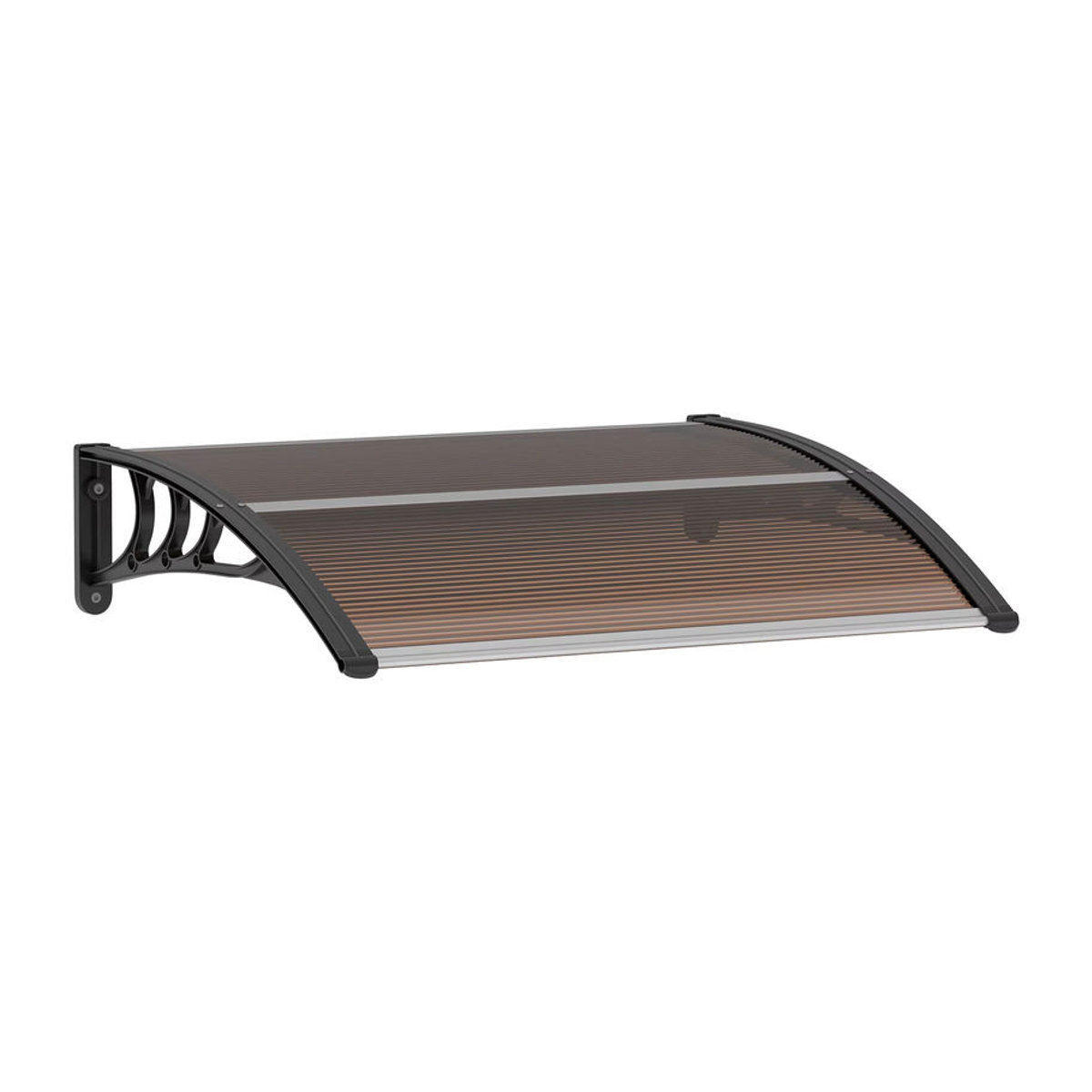 Outsunny Haustürvordach Pultvordach Überdachung aus Polycarbonat in Braun, B: 120 cm, T: 75 cm - Bild 2