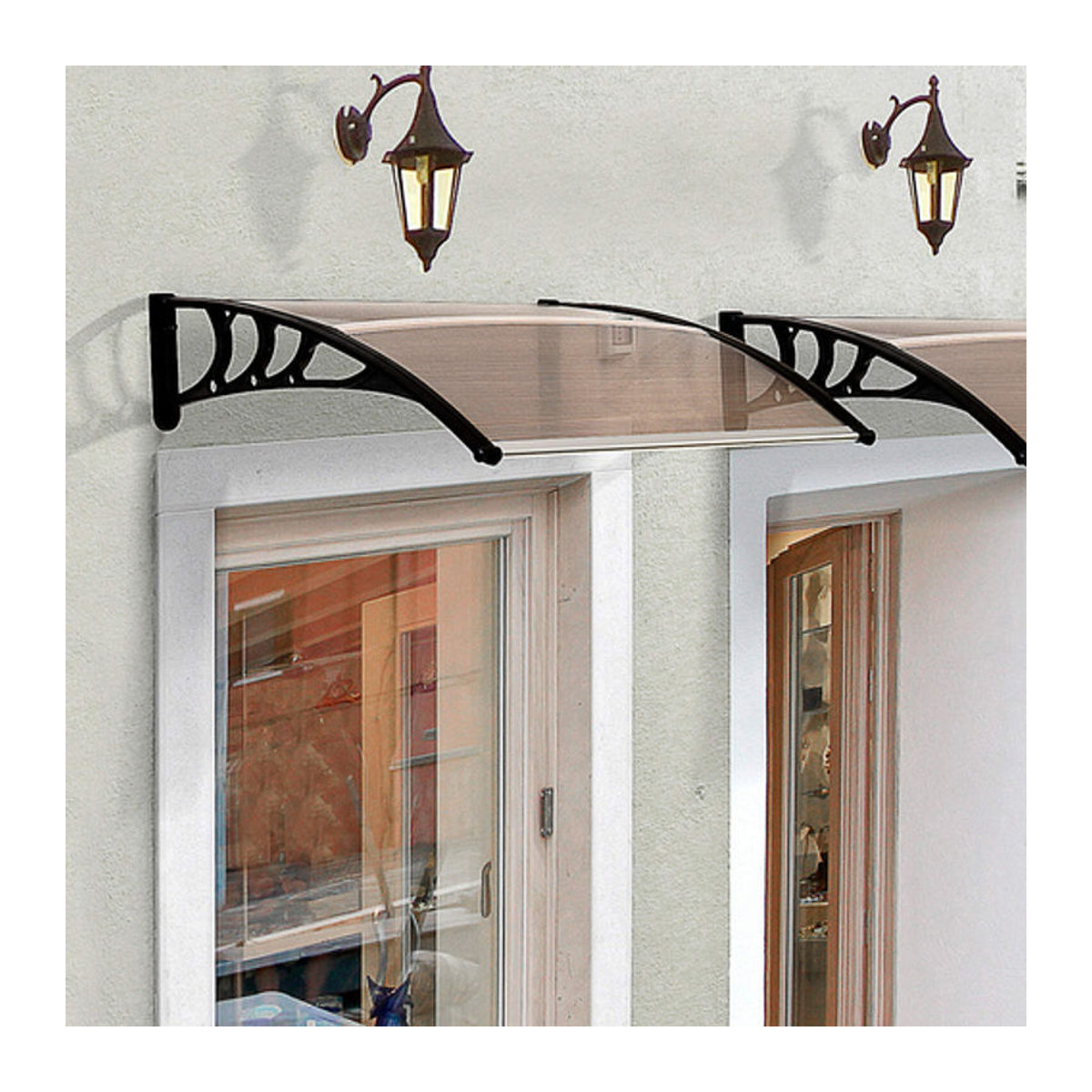 Outsunny Haustürvordach Pultvordach Überdachung aus Polycarbonat in Braun, B: 120 cm, T: 75 cm - Bild 6