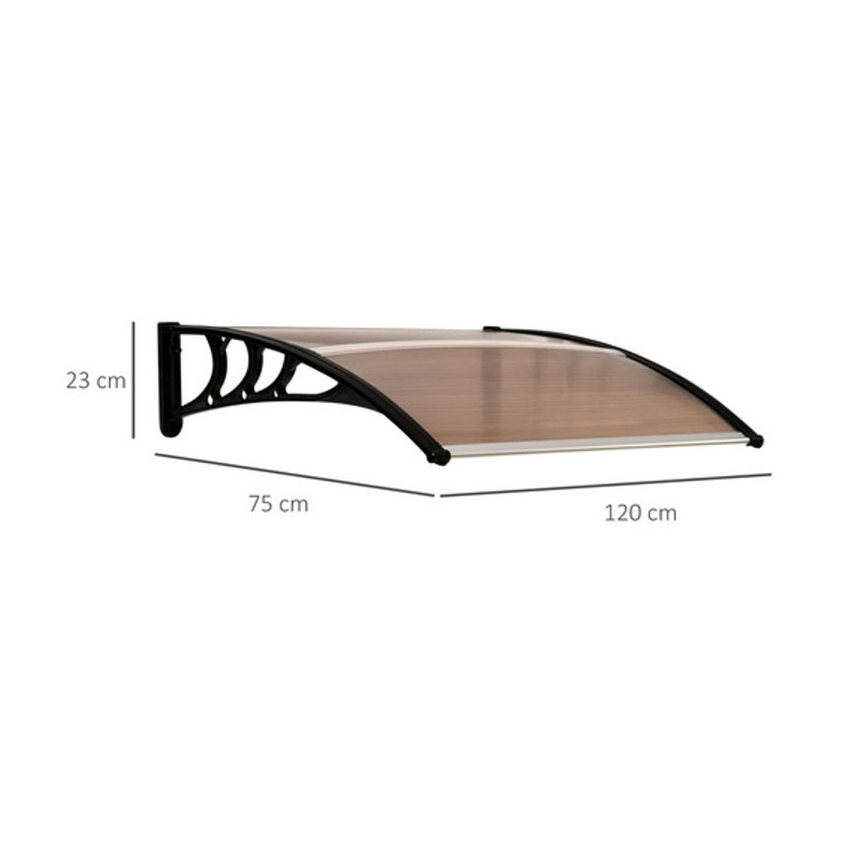 Outsunny Haustürvordach Pultvordach Überdachung aus Polycarbonat in Braun, B: 120 cm, T: 75 cm - Bild 7