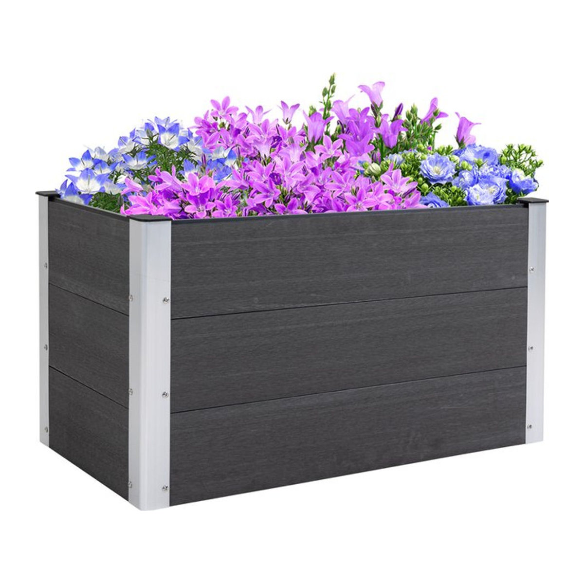 Outsunny Hochbeet aus Aluminium und Kunststoff in Grau, wetterfester Pflanzkasten ohne Boden für Terrasse und Balkon, B/H/L: 100 x 50 x 55,5 cm - Bild 4