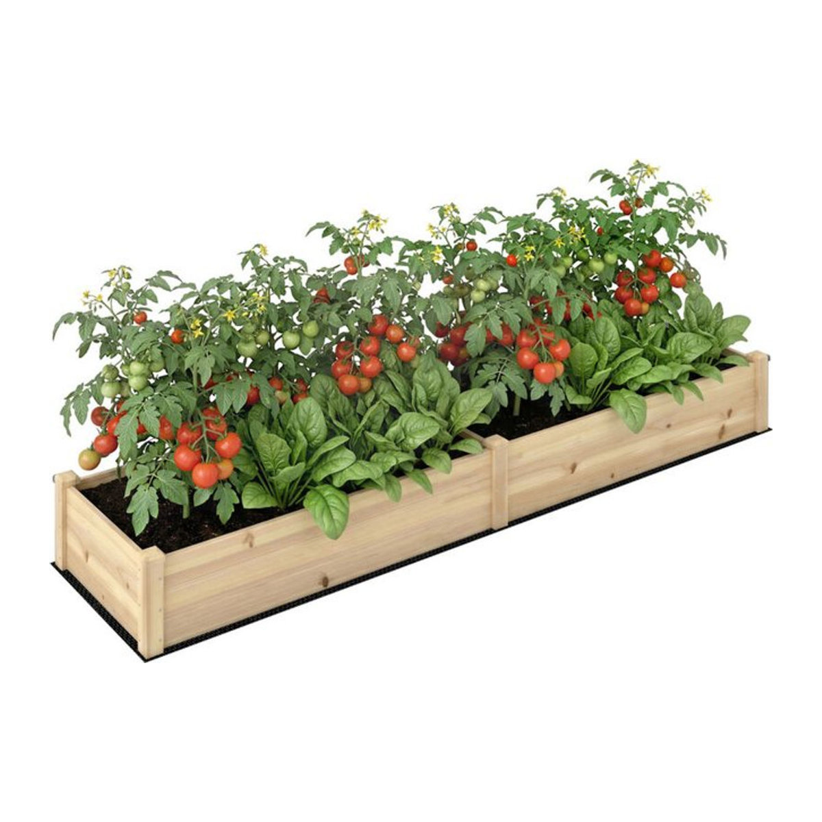 Outsunny Hochbeet aus Massivholz mit 2 Pflanzbereichen und Vlies-Innenverkleidung, Natur, B/H/L: 61,5 x 27 x 244 cm - Bild 3