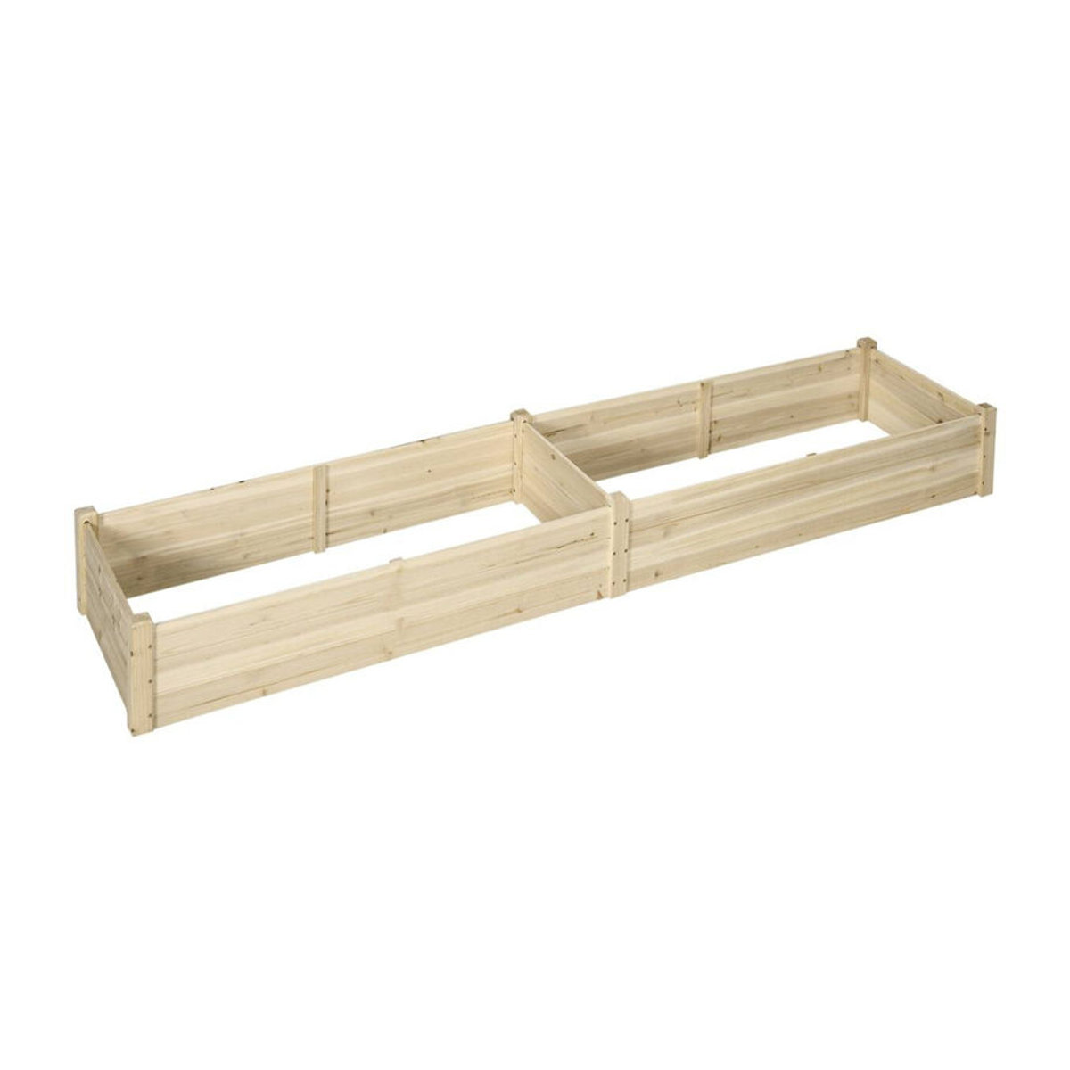 Outsunny Hochbeet aus Massivholz mit 2 Pflanzbereichen und Vlies-Innenverkleidung, Natur, B/H/L: 61,5 x 27 x 244 cm - Bild 4