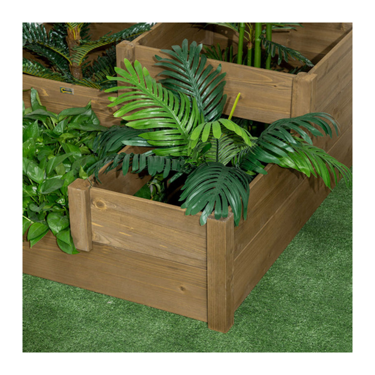 Outsunny Hochbeet aus Massivholz mit 3 Stufen für Gemüse Kräuter und Blumen, Braun, B/H/L: 122 x 51 x 122 cm - Bild 7