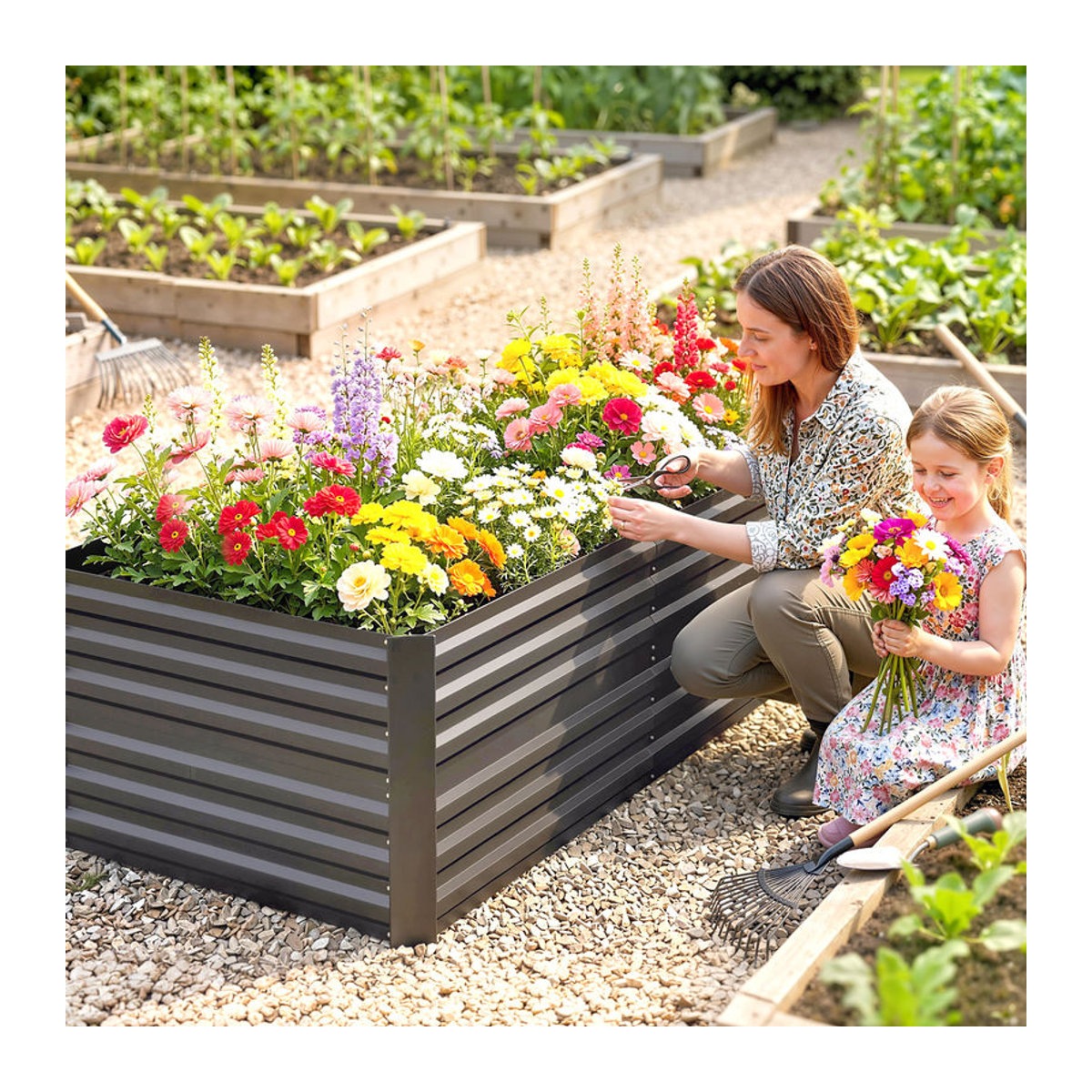 Outsunny Hochbeet aus Stahl in Anthrazit Grau B/H/L: 90 x 59 x 180 cm - Bild 2