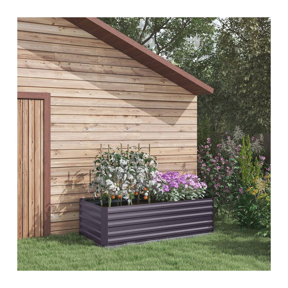 Outsunny Hochbeet aus Stahl in Anthrazit Grau B/H/L: 90 x 59 x 180 cm - Bild 3