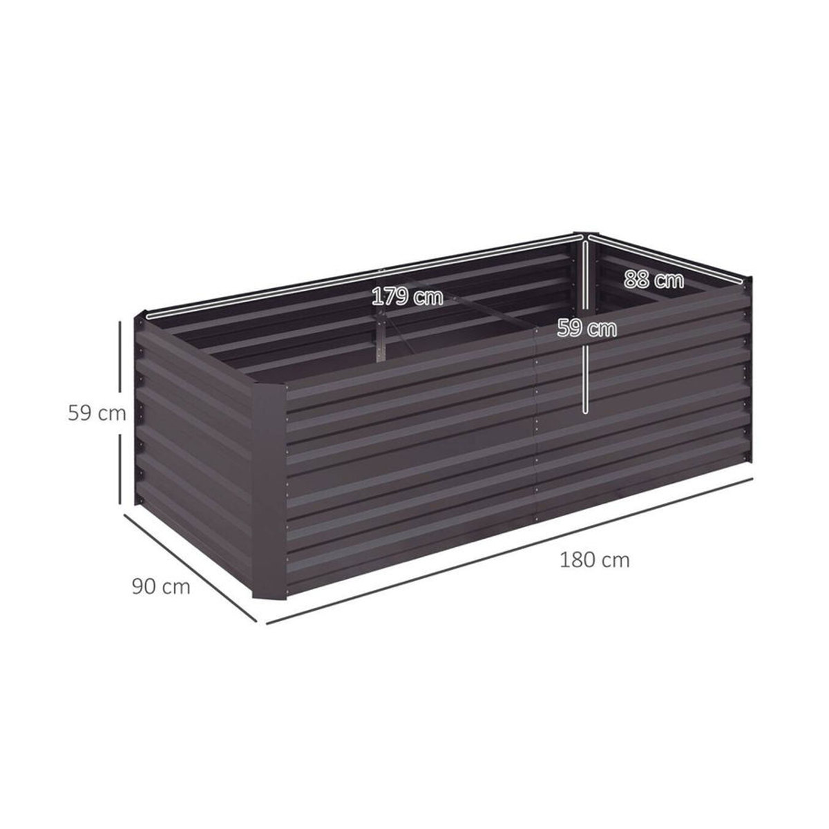 Outsunny Hochbeet aus Stahl in Anthrazit Grau B/H/L: 90 x 59 x 180 cm - Bild 5