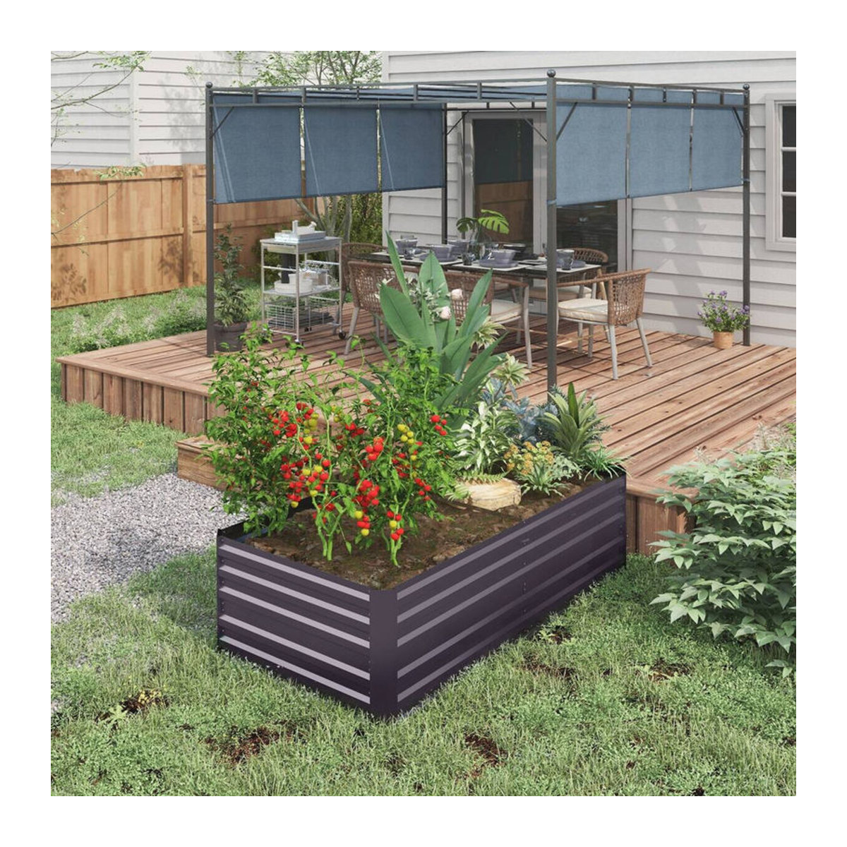Outsunny Hochbeet aus Stahl in Anthrazit Grau B/H/L: 90 x 59 x 180 cm - Bild 6