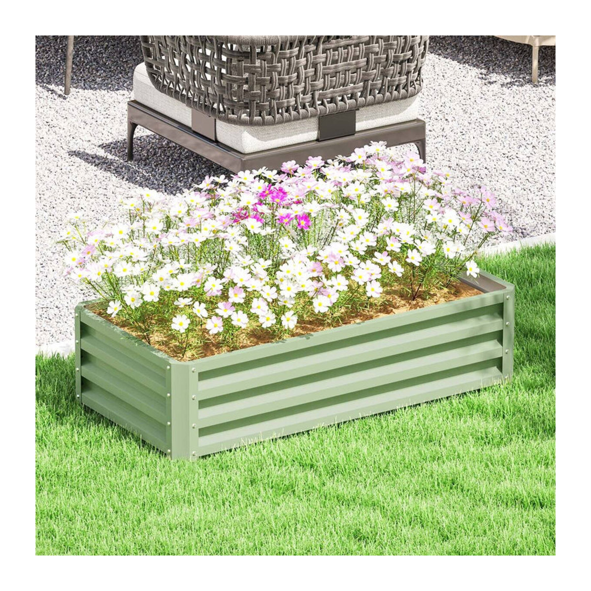 Outsunny Hochbeet aus Stahl in Grün B/H/L: 60 x 30,5 x 120 cm - Bild 2