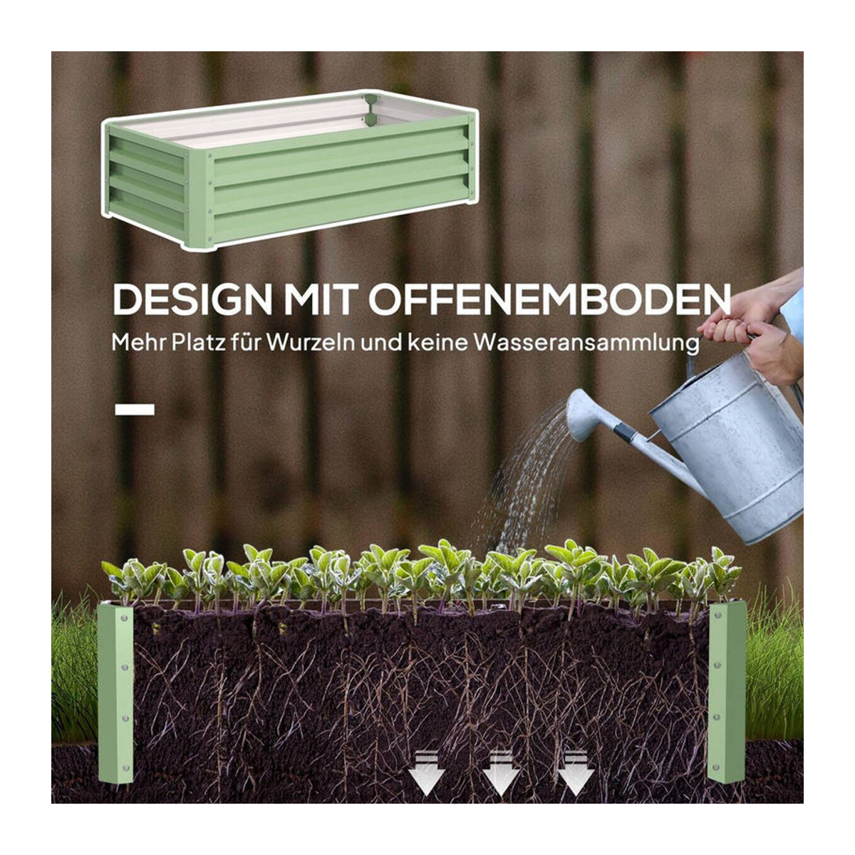 Outsunny Hochbeet aus Stahl in Grün B/H/L: 60 x 30,5 x 120 cm - Bild 3