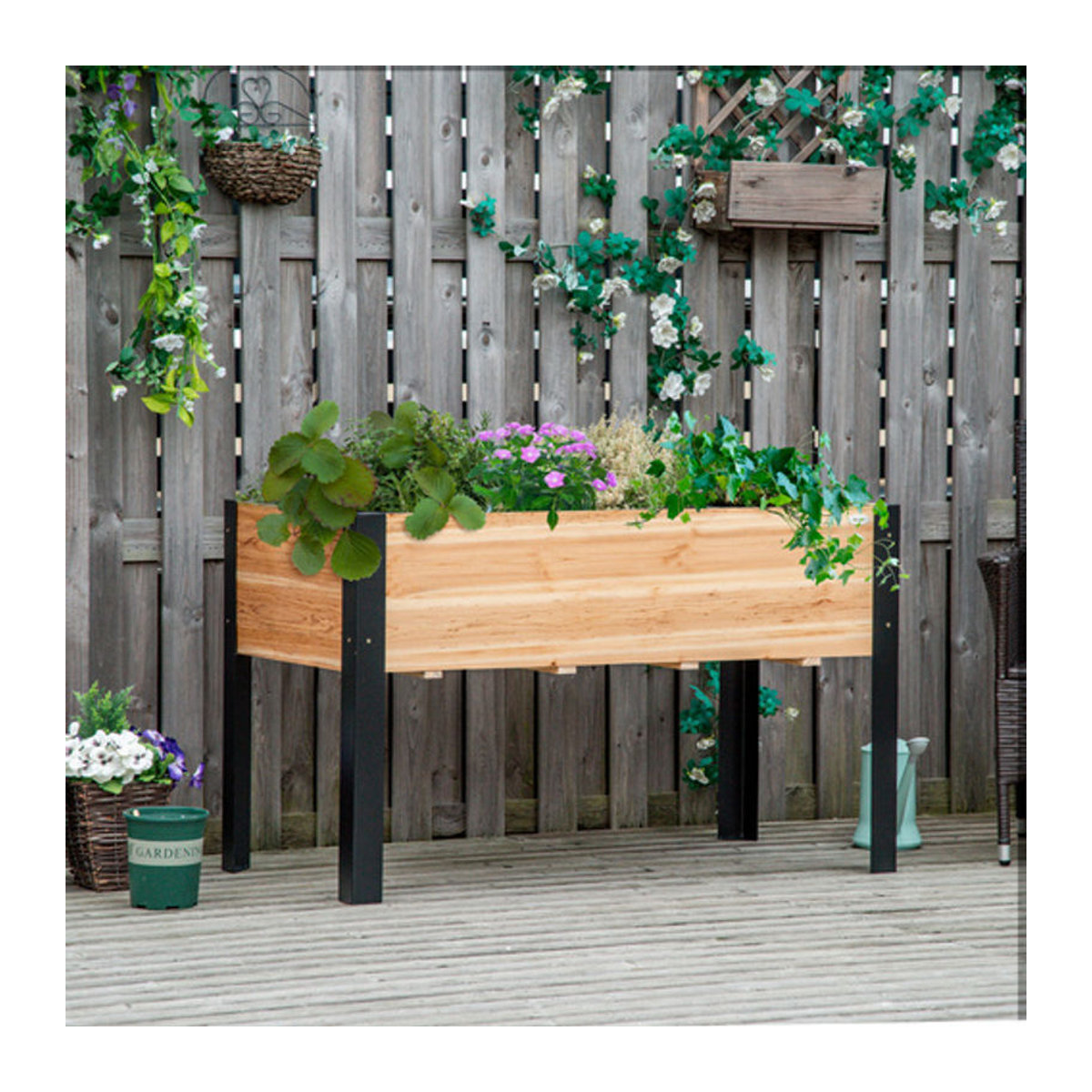 Outsunny Hochbeet aus Stahl in Schwarz, Beige oder Natur, B/H/L: 60 x 74 x 120 cm - Bild 5