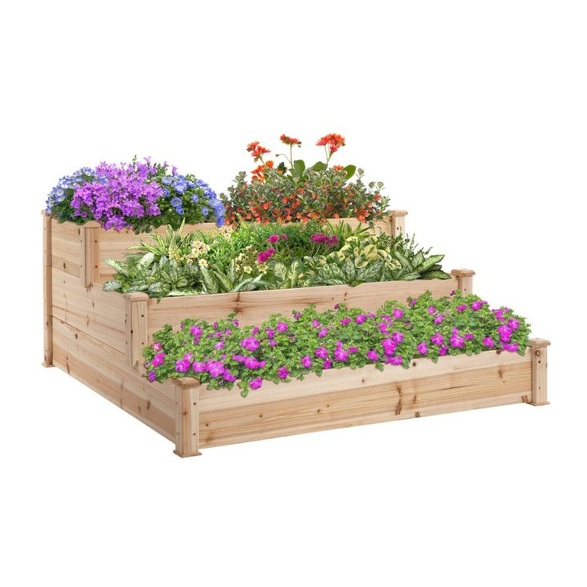 Outsunny Hochbeet aus Tannenholz in Beige, B/H: 124 x 124 cm - Bild 1