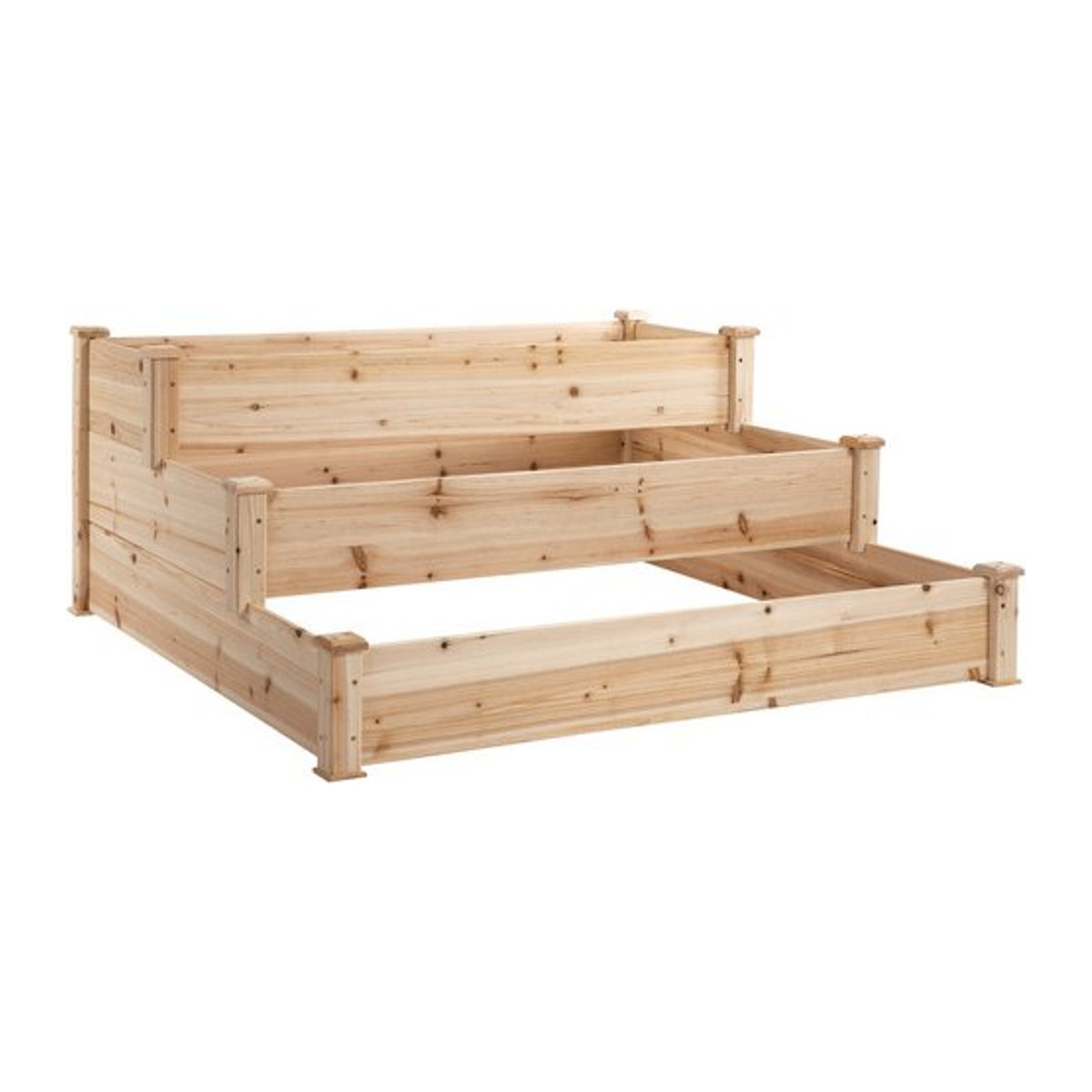 Outsunny Hochbeet aus Tannenholz in Beige, B/H: 124 x 124 cm - Bild 4