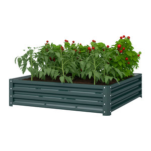 Outsunny Hochbeet aus verzinktem Stahl in Dunkelgrün B/T/H: 120 x 120 x 30 cm