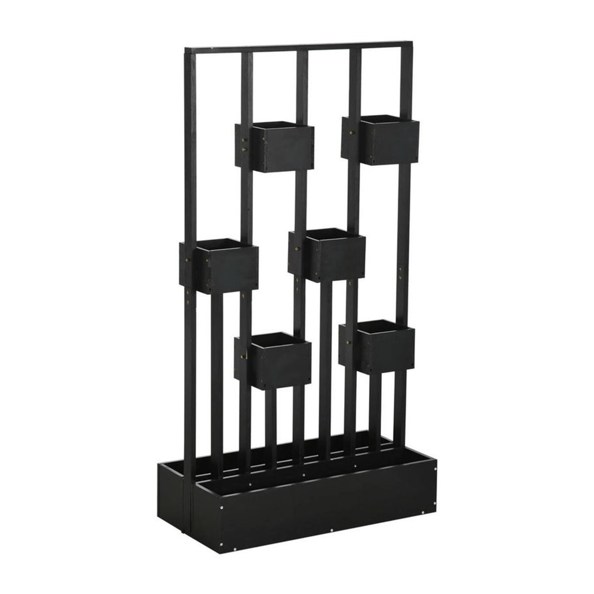 Outsunny Hochbeet Blumenkasten mit Rankhilfe aus massivem Holz, Schwarz, H x B x T: 170 x 90 x 45 cm - Bild 4
