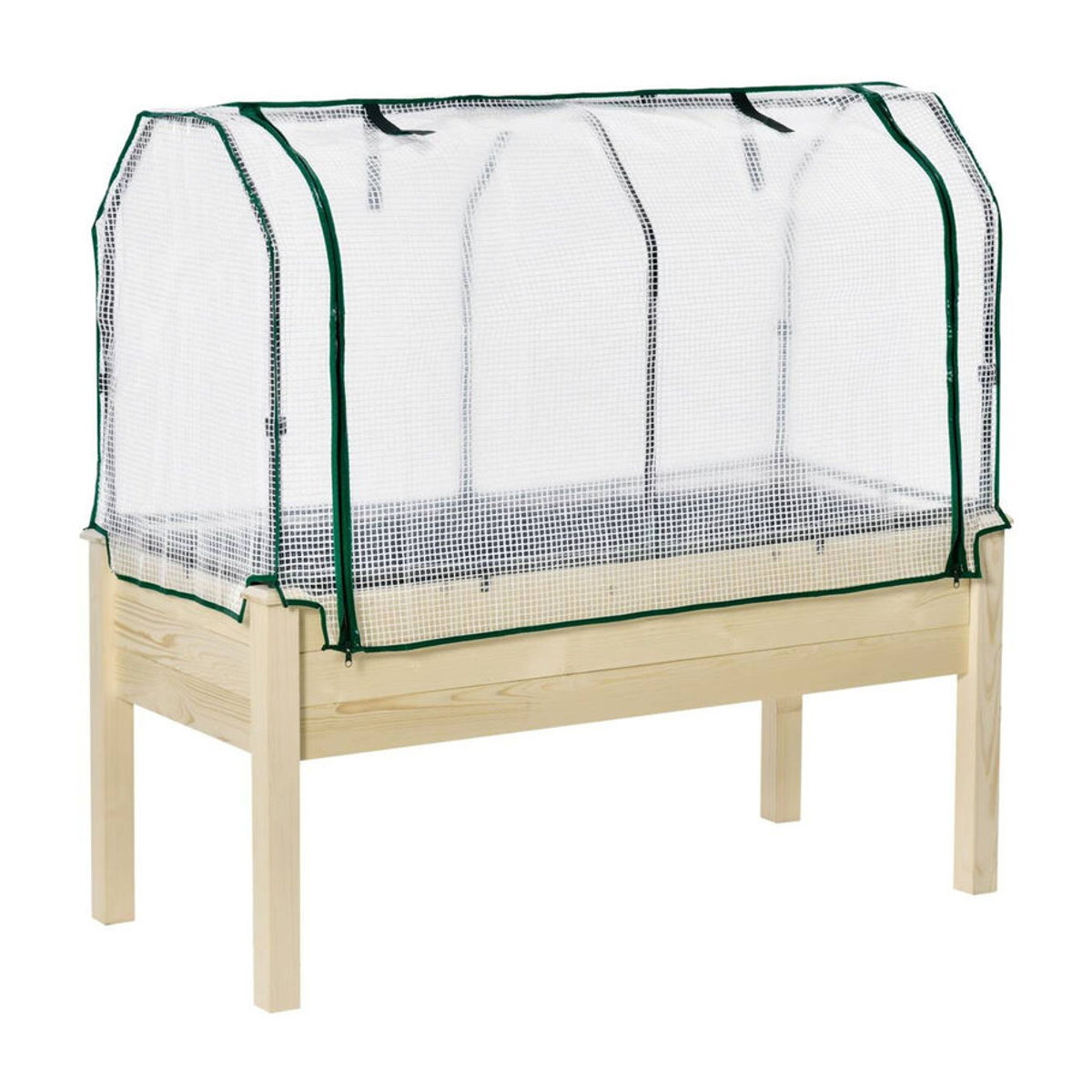 Outsunny Hochbeet Frühbeet mit Gewächshaus aus Massivholz und Stahl in Natur/Beige, B/T/H: 55 x 121 x 117 cm - Bild 3