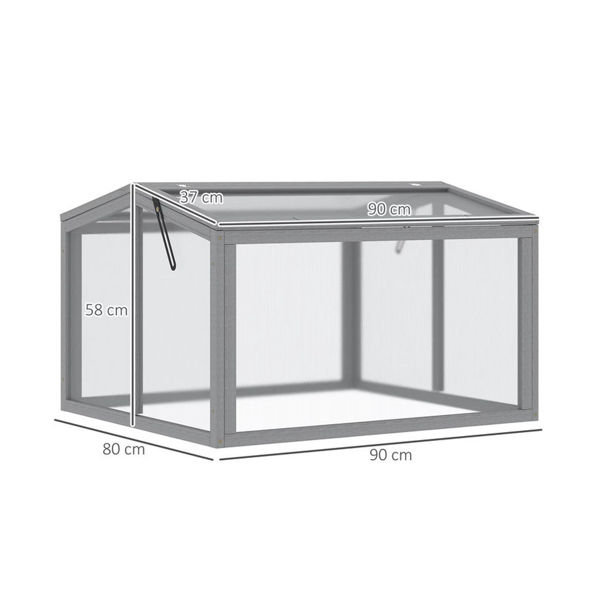 Outsunny Hochbeet Gewächshaus aus Massivholz und Polycarbonat in Grau, B/T/H: 80 x 80 x 90 cm - Bild 1