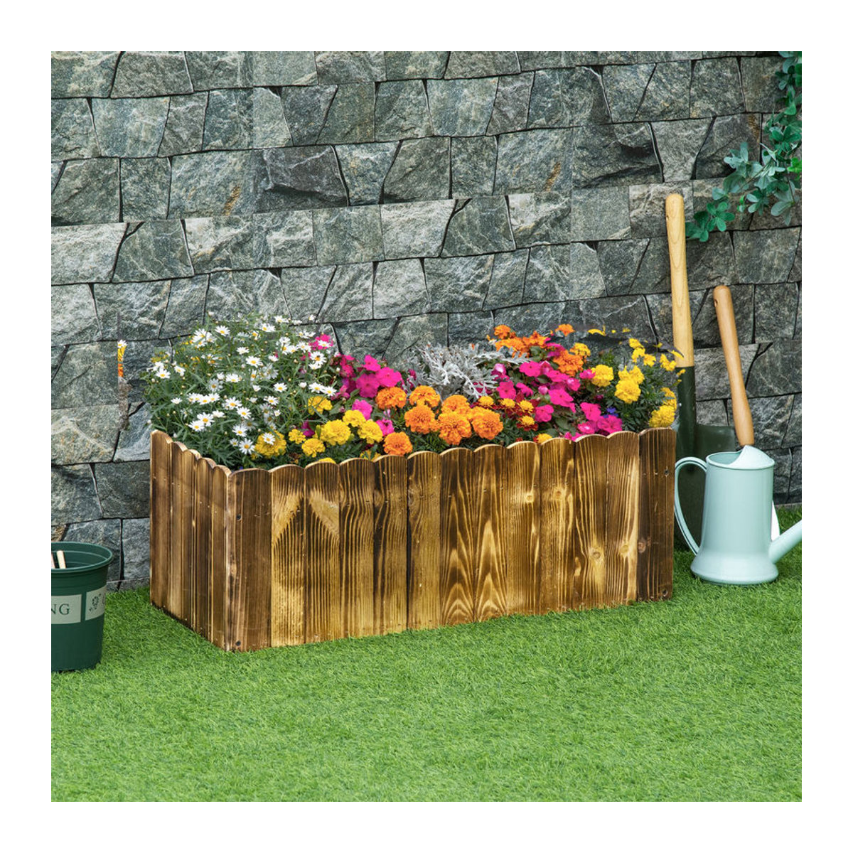 Outsunny Hochbeet Pflanzkasten aus Tannenholz in Braun, B/H/T: 80 x 30 x 33 cm - Bild 2