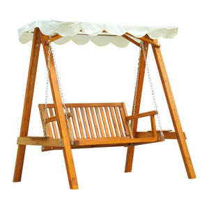 Outsunny Hollywoodschaukel 2-Sitzer aus Holz in Landhaus-Design, beige