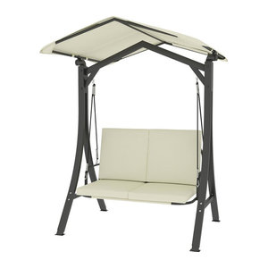 Outsunny Hollywoodschaukel 2-Sitzer mit Sonnendach und Sitzauflage in Beige oder Schwarz, B/T/H: 150 x 120 x 182 cm