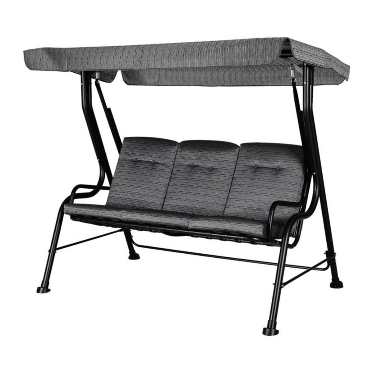 Outsunny Hollywoodschaukel 3-Sitzer in Schwarz und Grau mit Auflagen, B/H/T: 200 x 170 x 120 cm - Bild 1