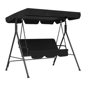 Outsunny Hollywoodschaukel 3-Sitzer mit verstellbarem Dach und stabiler Stahlkonstruktion, Schwarz, B/T/H: 172 x 110 x 153 cm