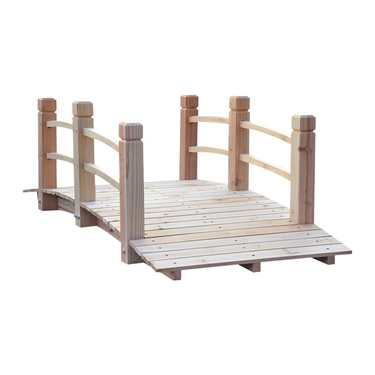Outsunny Holzbrücke mit Geländer aus Tannenholz für Garten und Teich, Farbe Natur, B/H/L: 67 x 48 x 152,5 cm - Bild 1