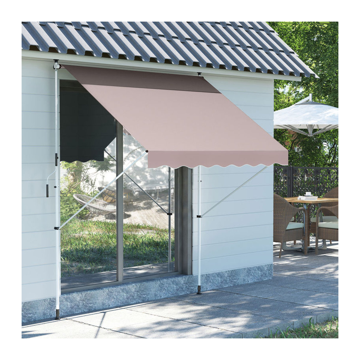 Outsunny Klemmmarkise aus Aluminium und Polyester in Beige, Breite: 200 cm, Länge: 150 cm - Bild 1