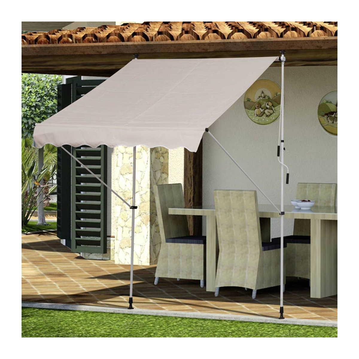 Outsunny Klemmmarkise aus Aluminium und Polyester in Beige, Breite: 200 cm, Länge: 150 cm - Bild 3