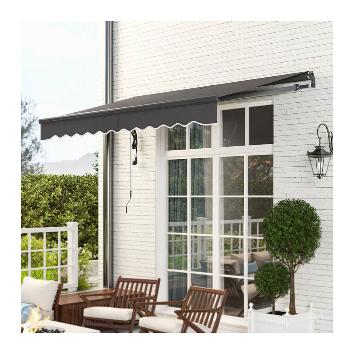 Outsunny Klemmmarkise mit Handkurbel und elektrischer Höhenverstellung in Anthrazit und Grau, UV 30+ Sonnenschutz für Balkon und Terrasse, Breite: 300 cm - Bild 6