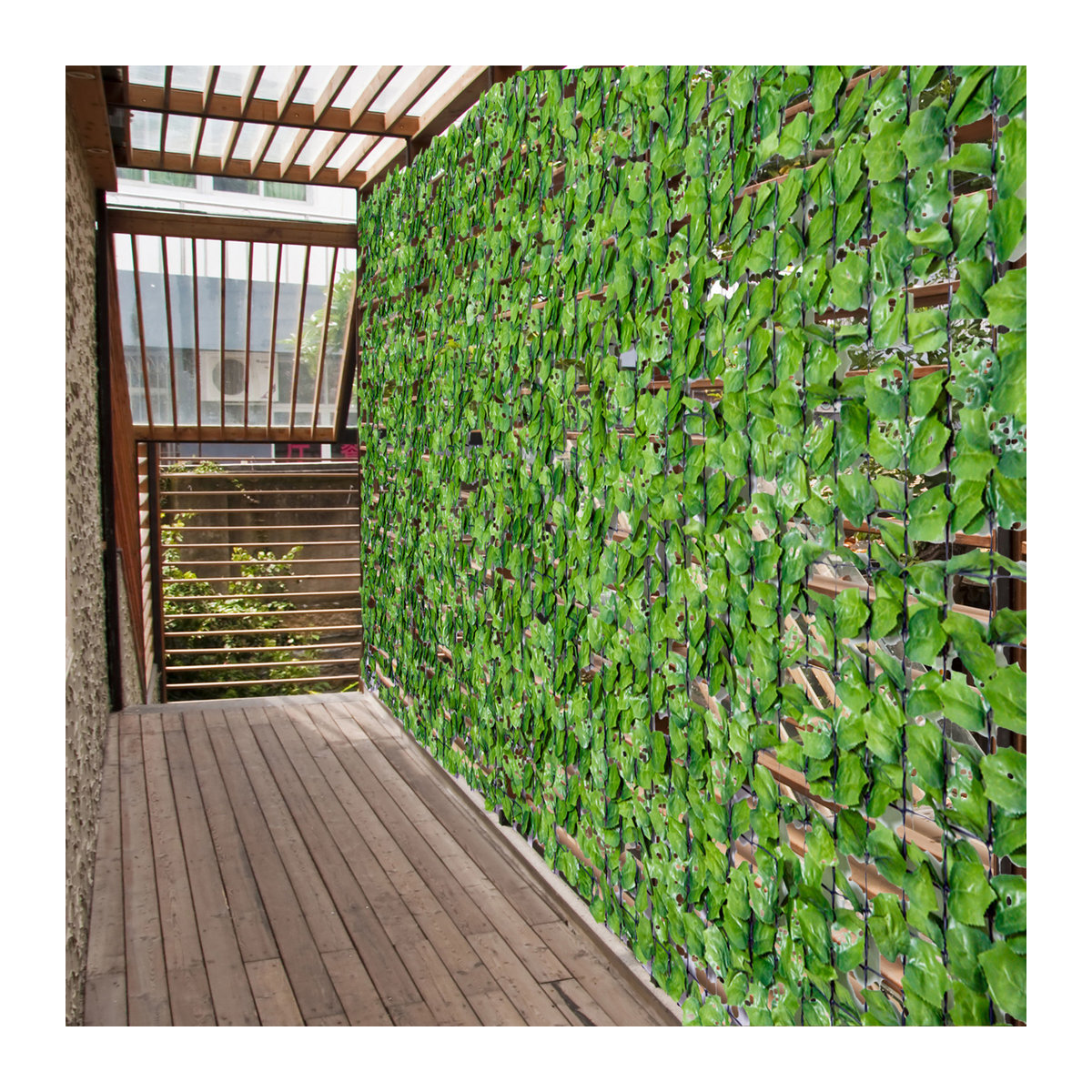 Outsunny Künstliche Hecke Sichtschutz aus Kunststoff in Grün, Wanddekoration für Terrasse und Garten, B/H: 300 x 150 cm - Bild 2