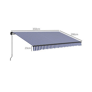 Outsunny Markise aus Polyester in Blau und Weiß, B: 290 cm, H: 350 cm