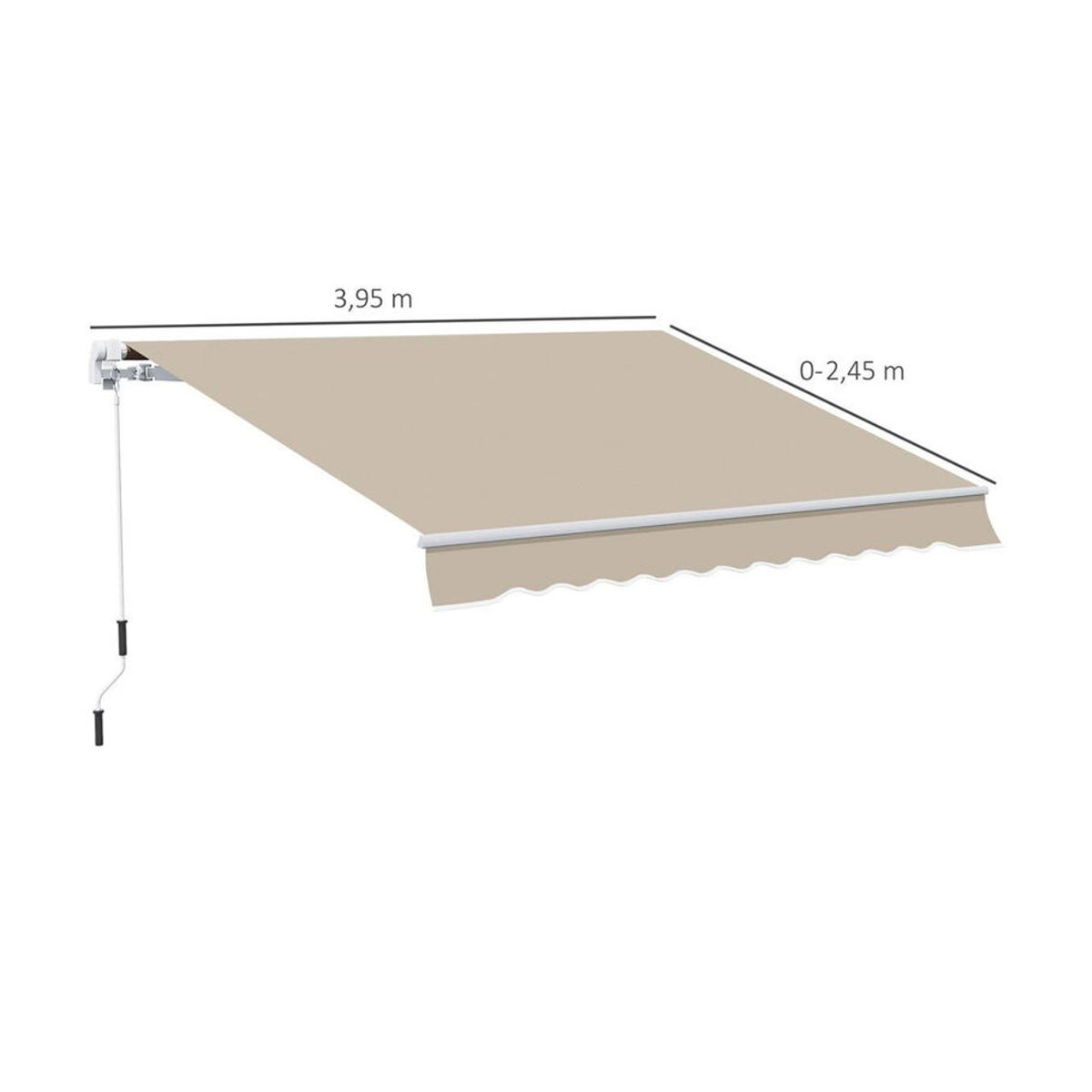 Outsunny Markise mit Handkurbel in Weiß oder Beige, B/T/H: 395 x 350 x 245 cm - Bild 2