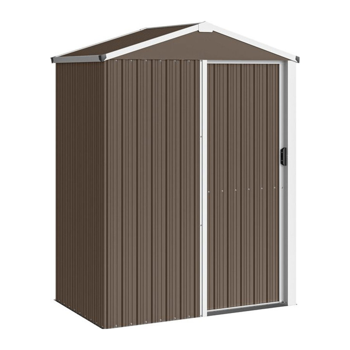 Outsunny Metall Gerätehaus Braun, wetterfester Geräteschuppen mit Satteldach und abschließbarer Schiebetür, B/T/H: 136 x 87 x 179 cm - Bild 1
